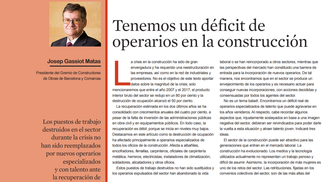 Déficit de operarios en la construcción